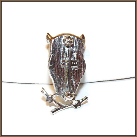 Vintage Park-Lane Lucite‎ Owl Brooch with Rhinestone Eyes - Picture 4 of 4